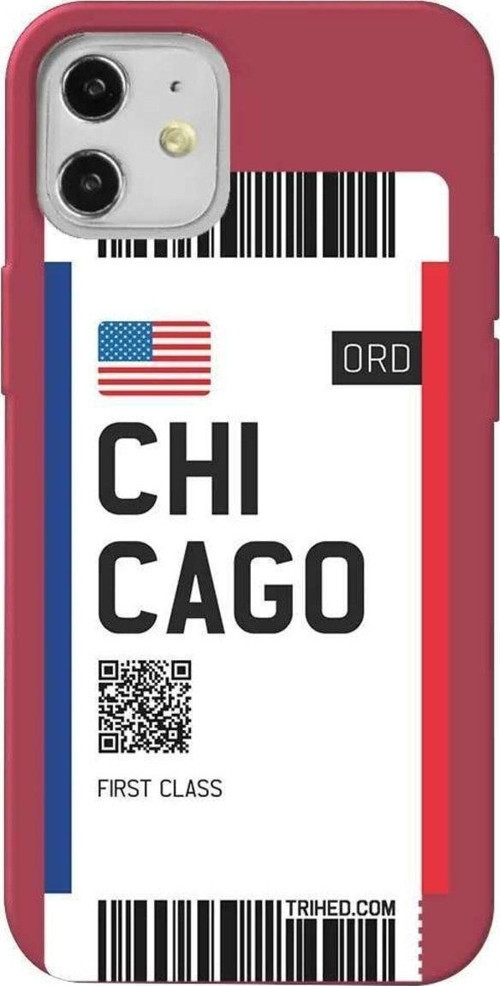 İphone 12 Mini Bordo Renkli Silikon Telefon Kılıfı - Chicago Bileti