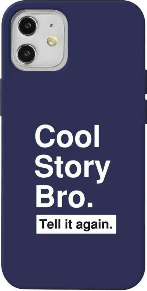 İphone 12 Mini Lacivert Renkli Silikon Telefon Kılıfı - Cool Story Bro