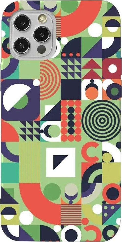 İphone 12 Pro Açik Yesil Renkli Silikon Telefon Kılıfı - Abstract Desen 7