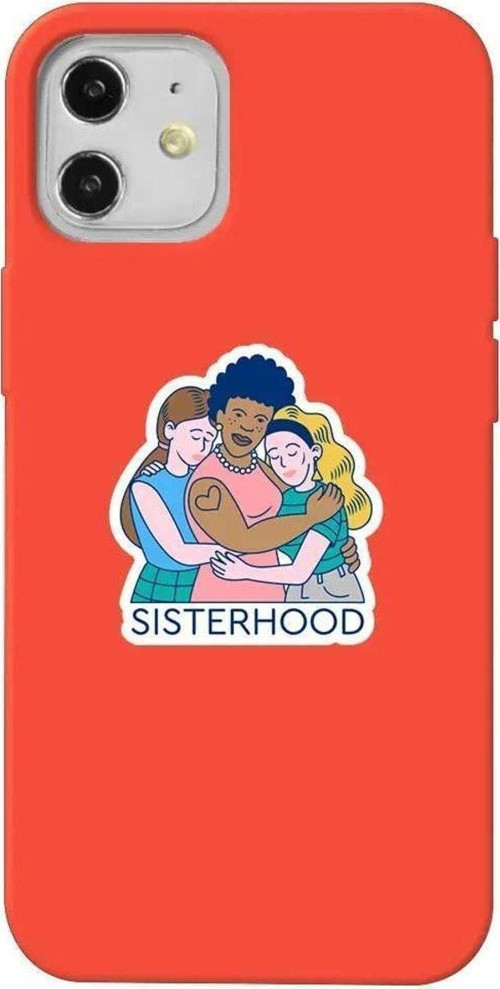 İphone 12 Mini Turuncu Renkli Silikon Telefon Kılıfı - Sisterhood