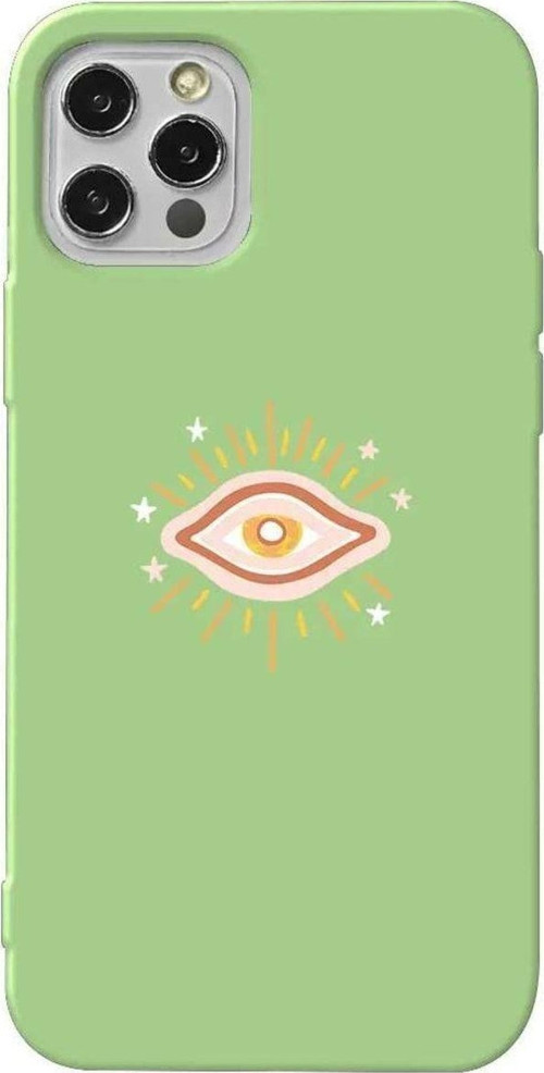 İphone 12 Pro Açik Yesil Renkli Silikon Telefon Kılıfı - One Eye 2