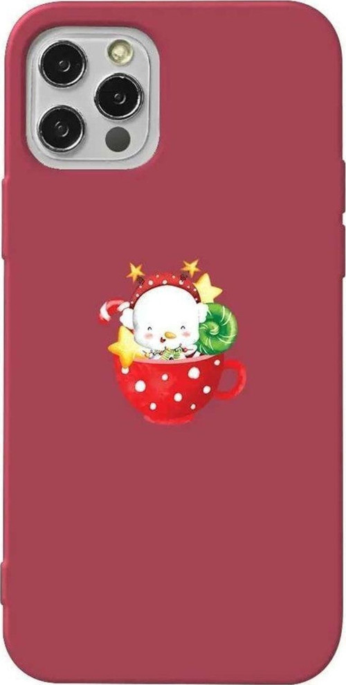 İphone 12 Pro Bordo Renkli Silikon Telefon Kılıfı - A Cup Of Xmas 2