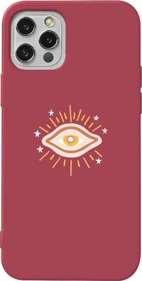 İphone 12 Pro Bordo Renkli Silikon Telefon Kılıfı - One Eye 2