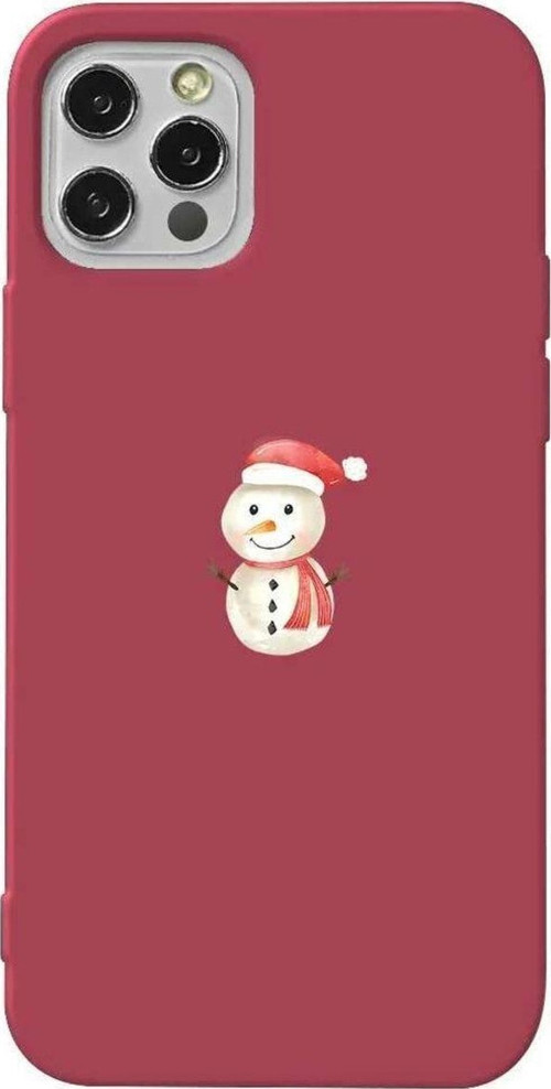 İphone 12 Pro Max Uyumlu Bordo Renkli Silikon Telefon Kılıfı - Snowman