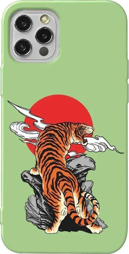İphone 12 Pro Max Açık Yeşil Renkli Silikon Telefon Kılıfı - Kukreyen Leopar