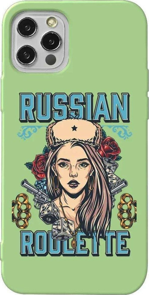 İphone 12 Pro Max Açık Yeşil Renkli Silikon Telefon Kılıfı - Russian Girl
