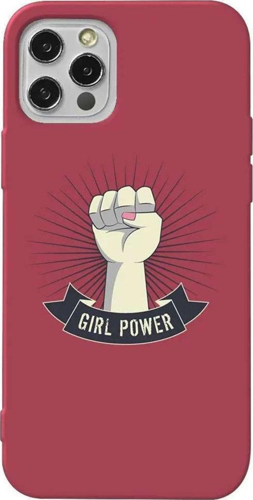 İphone 12 Pro Max Bordo Renkli Silikon Telefon Kılıfı - Girl Punch