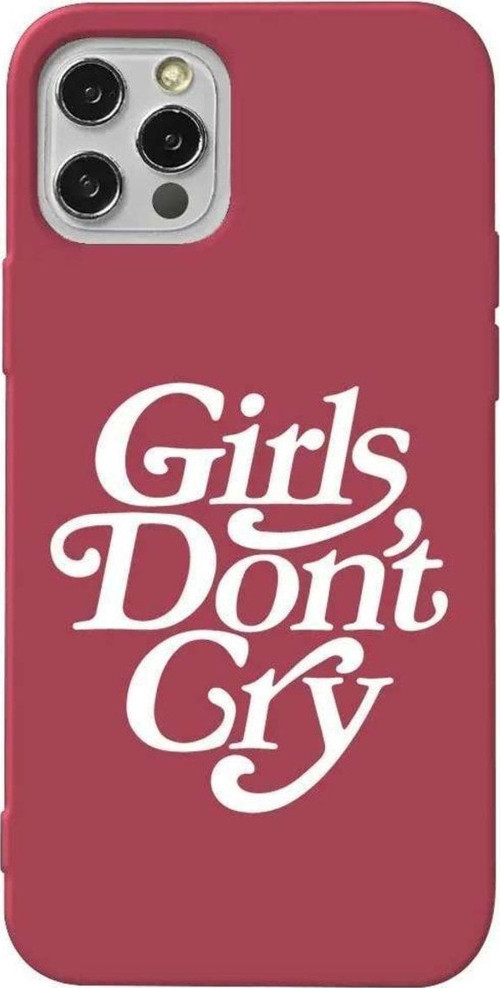 İphone 12 Pro Max Bordo Renkli Silikon Telefon Kılıfı - Girls Don't Cry