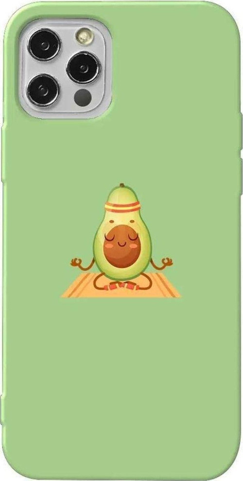 İphone 12 Pro Max Açık Yeşil Renkli Silikon Telefon Kılıfı - Yogacado Avokado