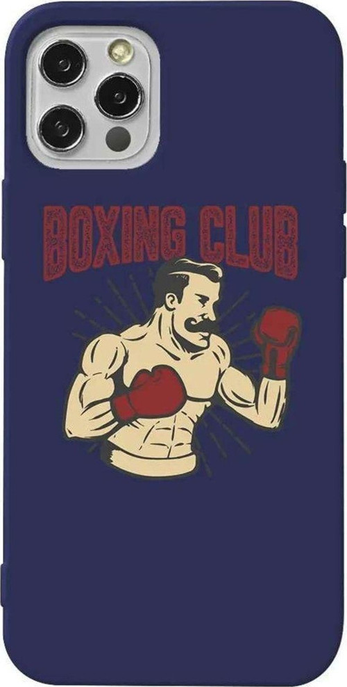 İphone 12 Pro Max Lacivert Renkli Silikon Telefon Kılıfı - Boxing Club