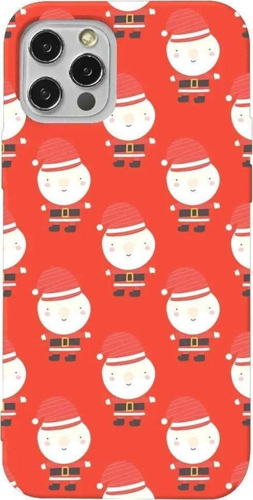 İphone 12 Pro Max Turuncu Renkli Silikon Telefon Kılıfı - Cartoon Claus
