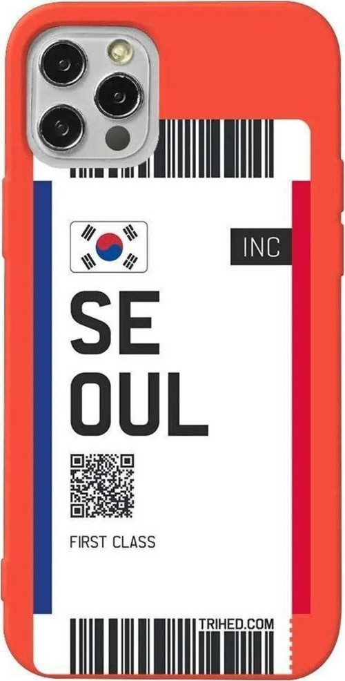 İphone 12 Pro Max Turuncu Renkli Silikon Telefon Kılıfı - Seoul Bileti