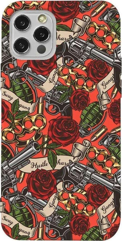 İphone 12 Pro Turuncu Renkli Silikon Telefon Kılıfı - Rose And Gun