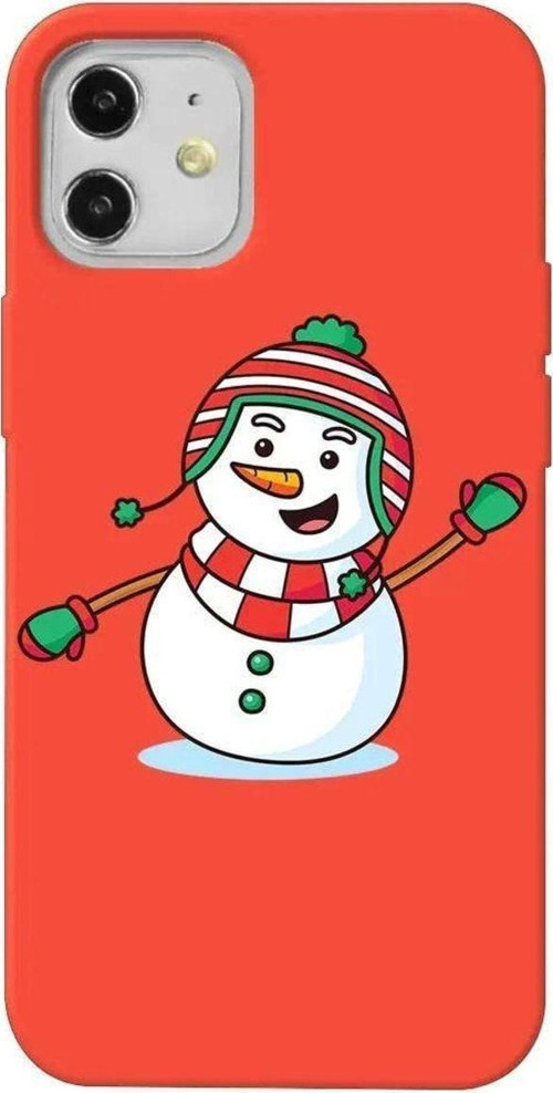 iPhone 12 Uyumlu Turuncu Renkli Silikon Telefon Kılıfı - Snowman 2