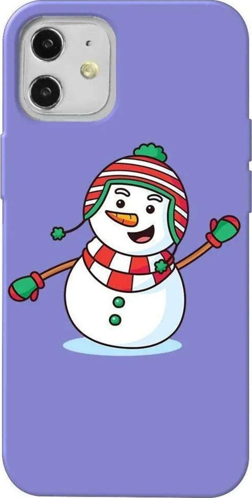 İphone 12 Mini İphone 12 Uyumlu Mini Lila Renkli Silikon Telefon Kılıfı - Snowman 2