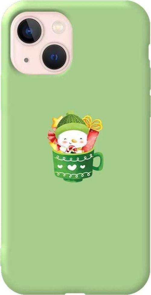 iPhone 13 Açık Yeşil Renkli Silikon Telefon Kılıfı - A Cup Of Xmas 8