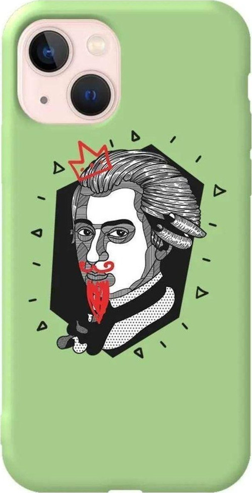 iPhone 13 Açık Yeşil Renkli Silikon Telefon Kılıfı - Amadeus Mozart