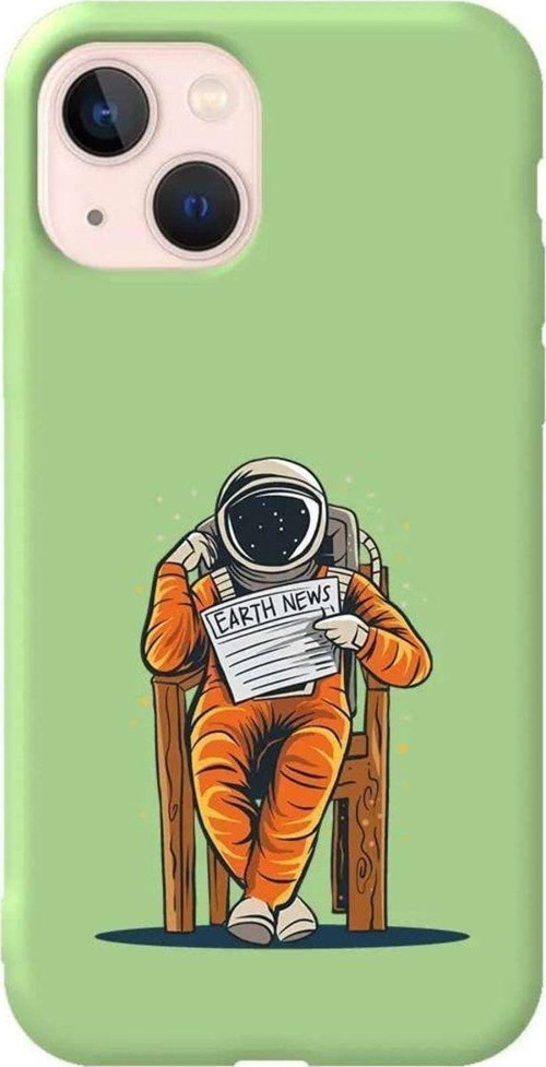 iPhone 13 Açık Yeşil Renkli Silikon Telefon Kılıfı - Earth News