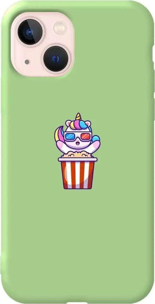 iPhone 13 Açık Yeşil Renkli Silikon Telefon Kılıfı - Moviecorn