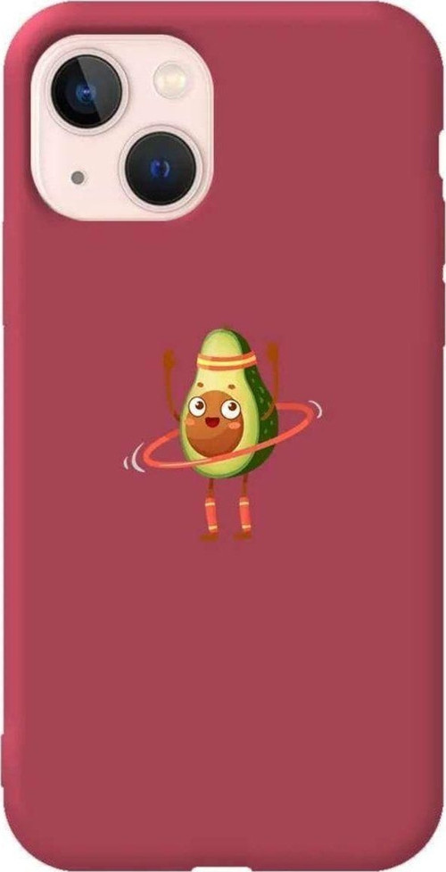 iPhone 13 Bordo Renkli Silikon Telefon Kılıfı - Fit Avokado