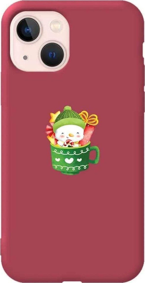 iPhone 13 Bordo Renkli Silikon Telefon Kılıfı - A Cup Of Xmas 8