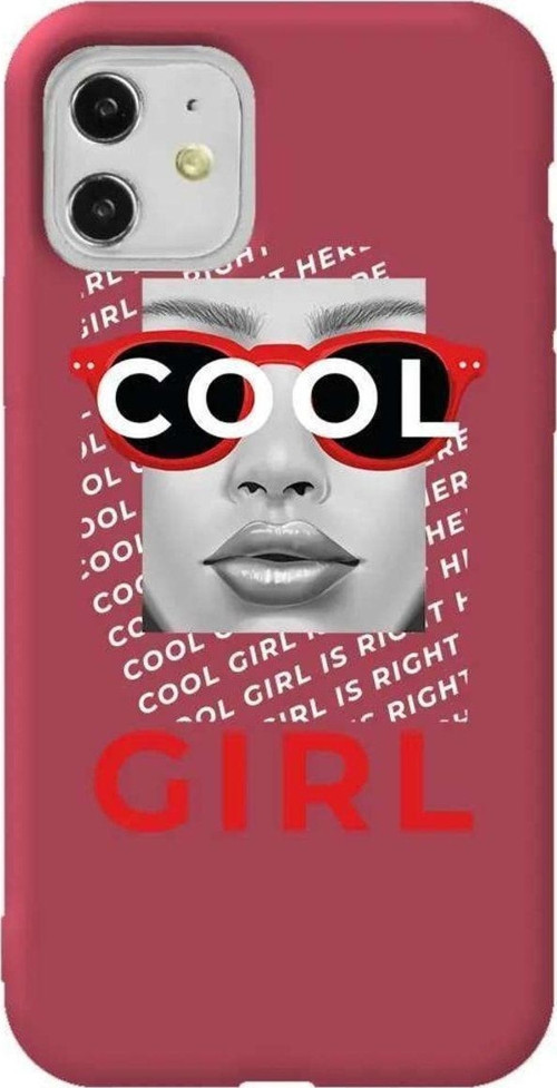 iPhone 11 Bordo Renkli Silikon Telefon Kılıfı - Cool Girl