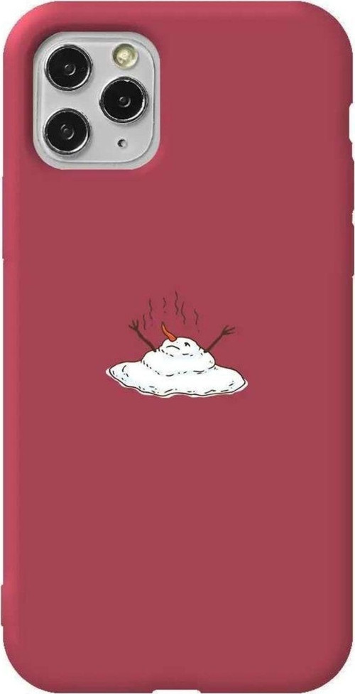 İphone 11 Pro Bordo Renkli Silikon Telefon Kılıfı uyumlu - Melting Snowman