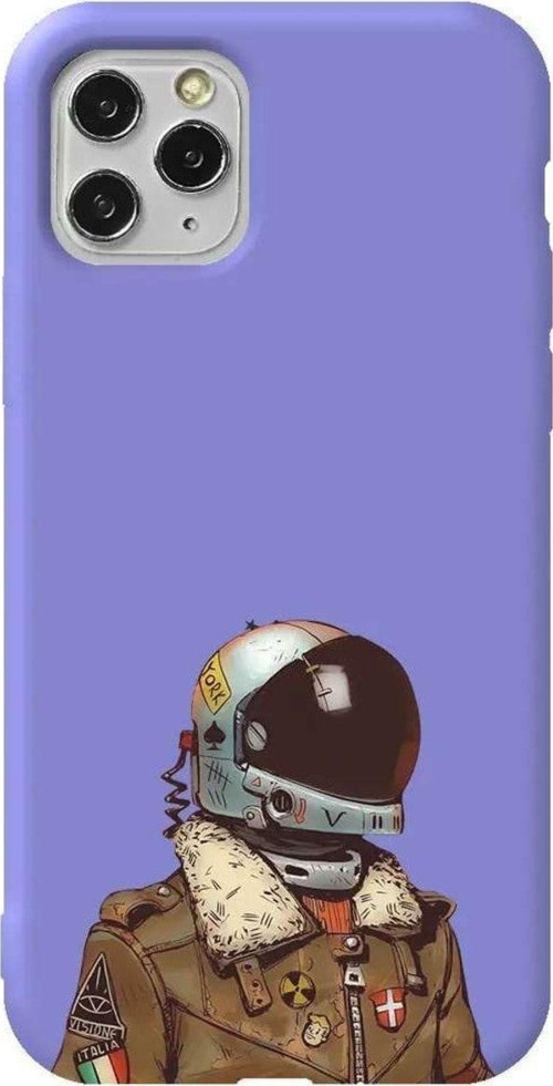 İphone 11 Pro Lila Renkli Silikon Telefon Kılıfı - Motorcycle Man