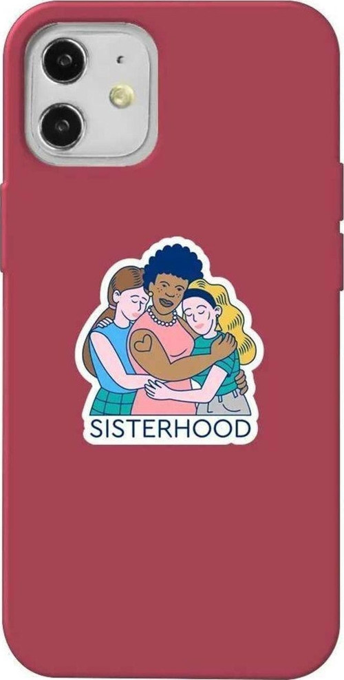 İphone 12 Mini Bordo Renkli Silikon Telefon Kılıfı - Sisterhood