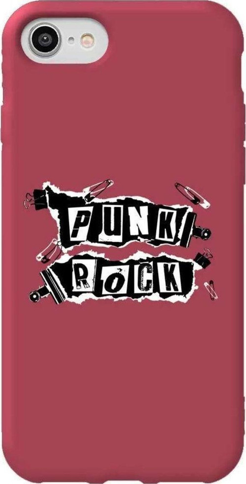 iphone Se 2020 Bordo Renkli Silikon Telefon Kılıfı - Punk Rock