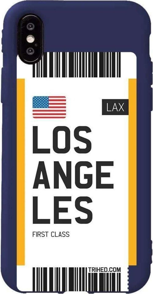 İphone X Lacivert Renkli Silikon Telefon Kılıfı - Los Angeles Bileti
