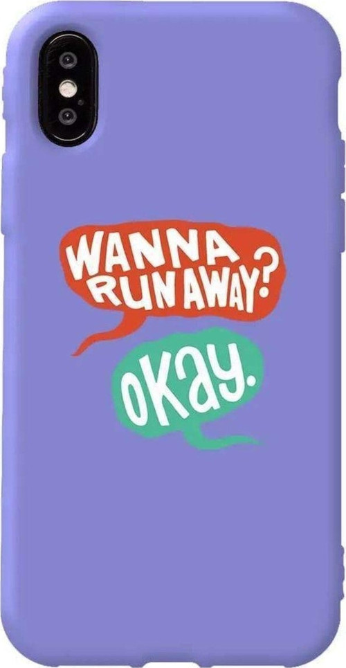 İphone X Lila Renkli Silikon Telefon Kılıfı - Wanna Run Away?