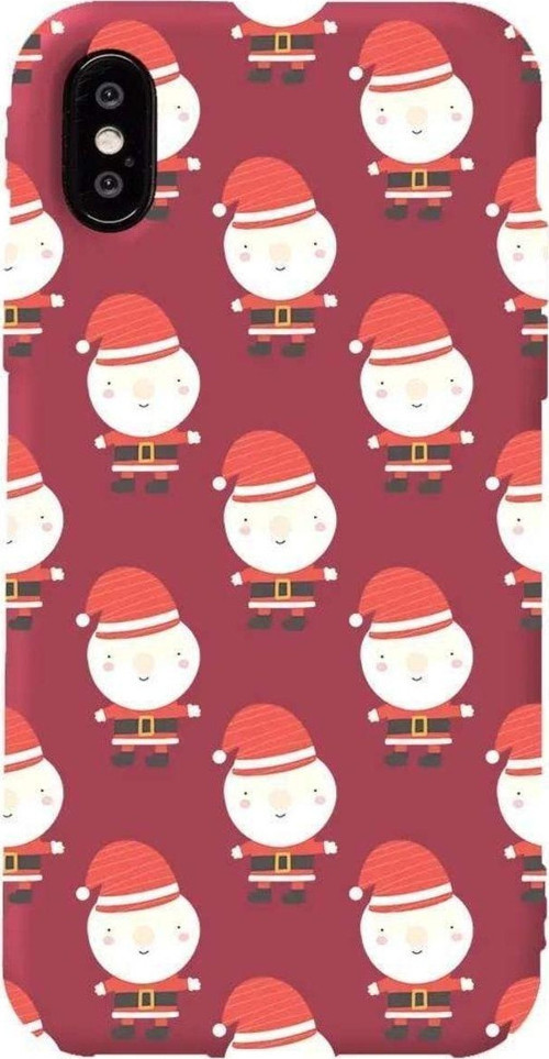 İphone X Bordo Renkli Silikon Telefon Kılıfı - Cartoon Claus
