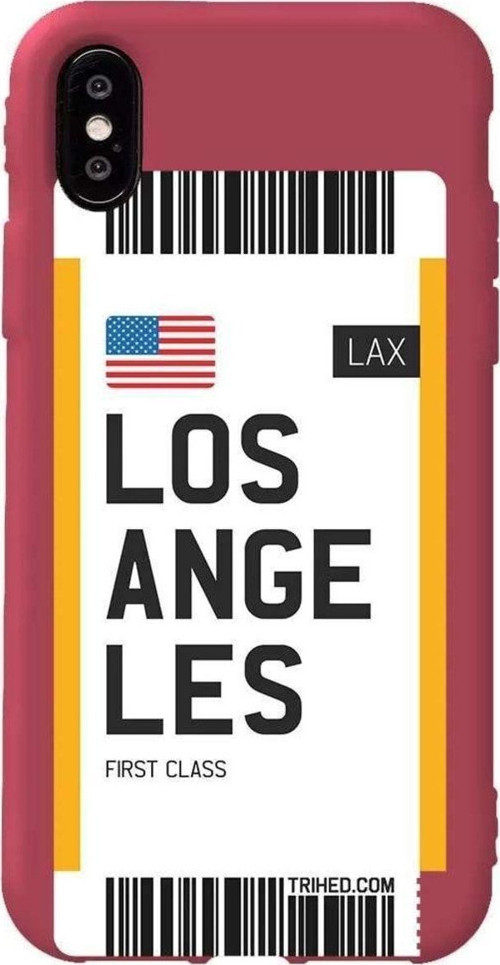 İphone X Bordo Renkli Silikon Telefon Kılıfı - Los Angeles Bileti