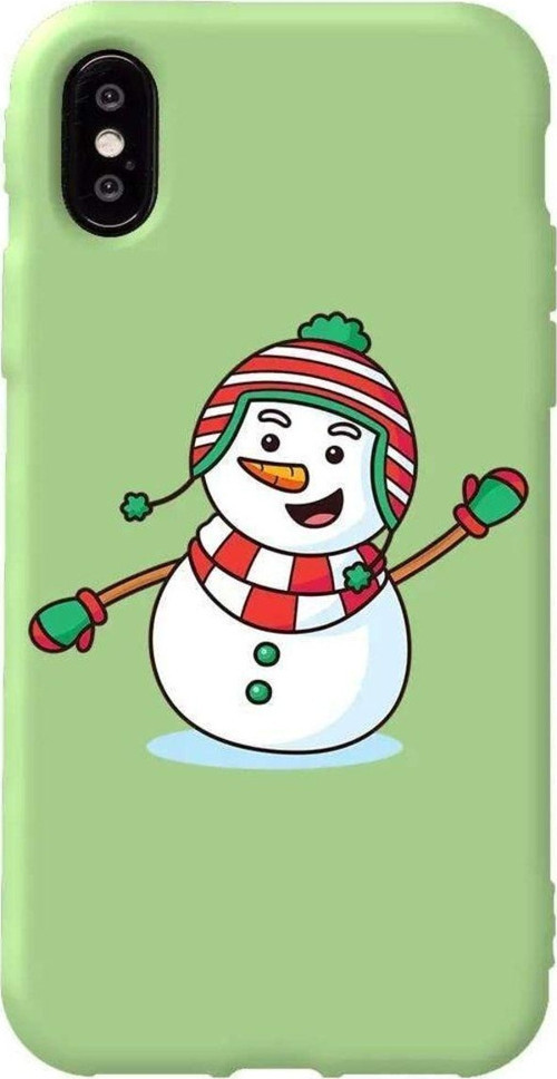 İphone X Uyumlu Açık Yeşil Renkli Silikon Telefon Kılıfı - Snowman 2