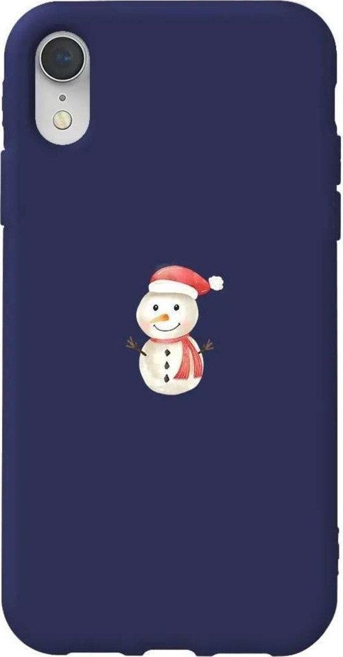 İphone XR Lacivert Uyumlu Renkli Silikon Telefon Kılıfı Snowman