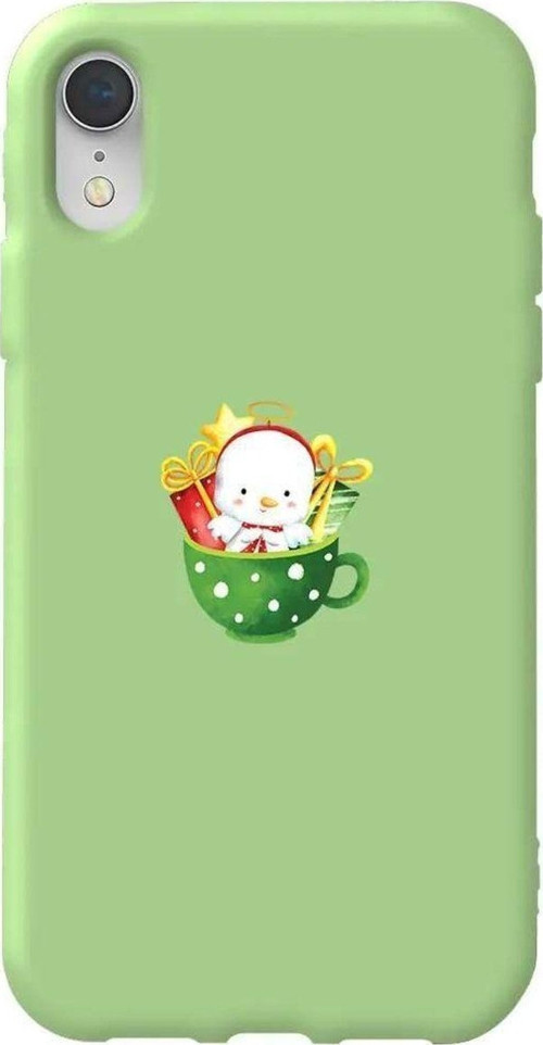 İphone XR Açık Yeşil Renkli Silikon Telefon Kılıfı - A Cup Of Xmas 6