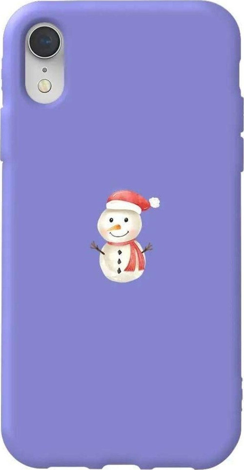 İphone XR Lila Renkli Silikon Telefon Kilif Uyumlu Snowman