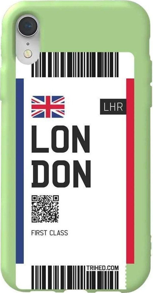 İphone XR Açık Yeşil Renkli Silikon Telefon Kılıfı - London Bileti