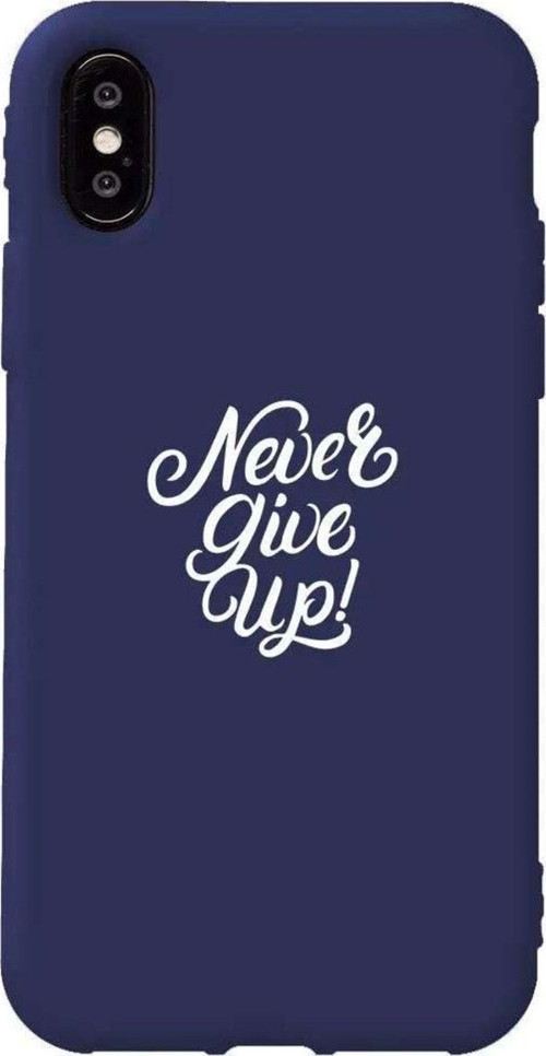 İphone XS Lacivert Renkli Silikon Telefon Kılıfı - Never Give Up 3