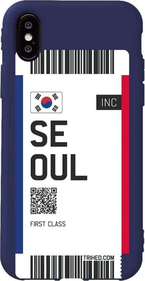 İphone XS Lacivert Renkli Silikon Telefon Kılıfı - Seoul Bileti