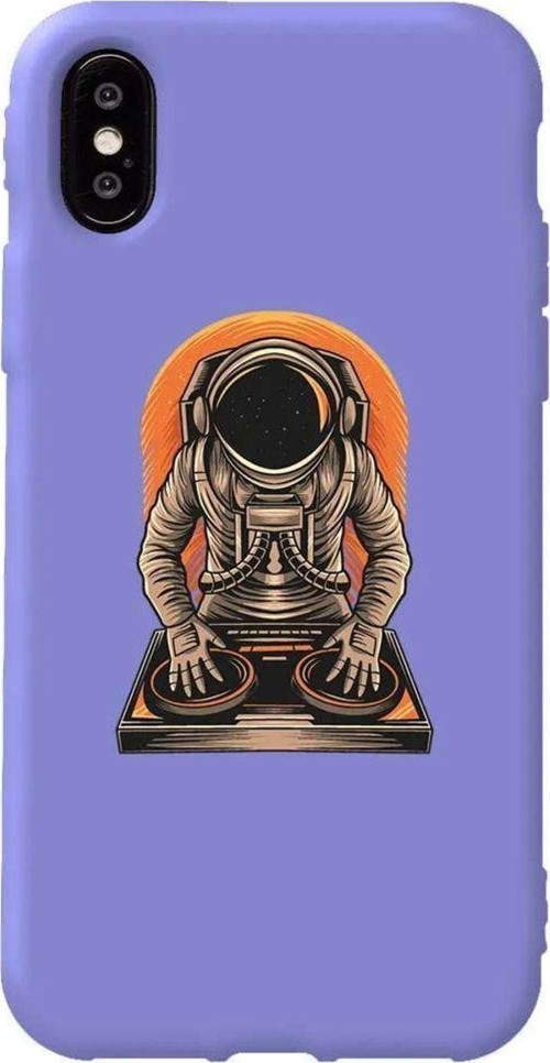 İphone XS Lila Renkli Silikon Telefon Kılıfı - Dj Astronot