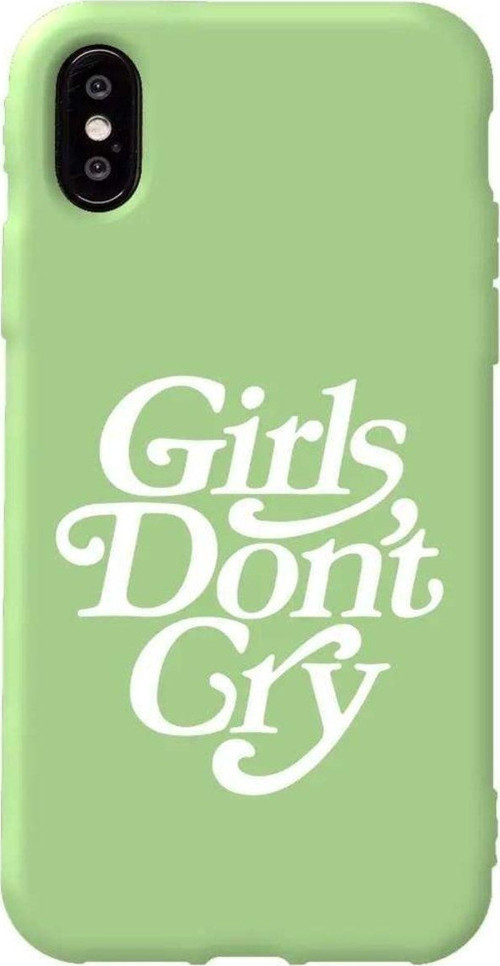 İphone XS Açik Yesil Renkli Silikon Telefon Kılıfı - Girls Don't Cry