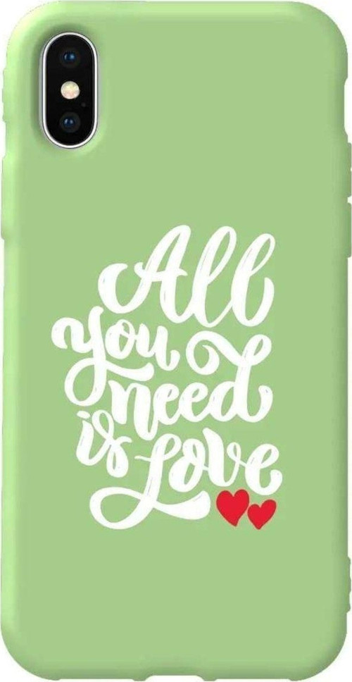 İphone XS Max Açik Yesil Renkli Silikon Telefon Kılıfı - Need Love