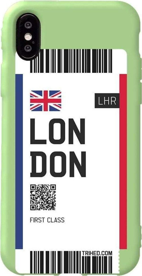 İphone XS Açik Yesil Renkli Silikon Telefon Kılıfı - London Bileti