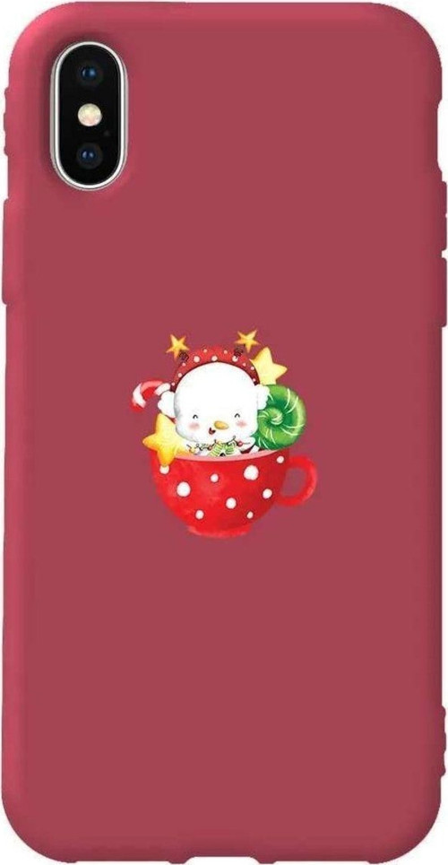 İphone XS Max Bordo Renkli Silikon Telefon Kılıfı - A Cup Of Xmas 2