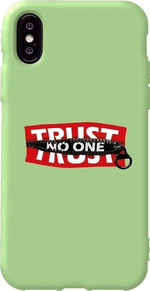 İphone XS Açik Yesil Renkli Silikon Telefon Kılıfı - Trust No One