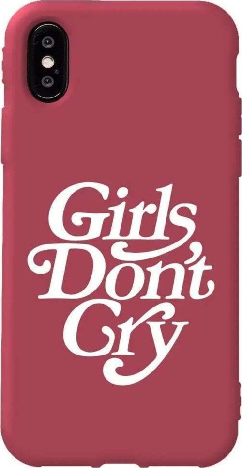 İphone XS Bordo Renkli Silikon Telefon Kılıfı - Girls Don't Cry