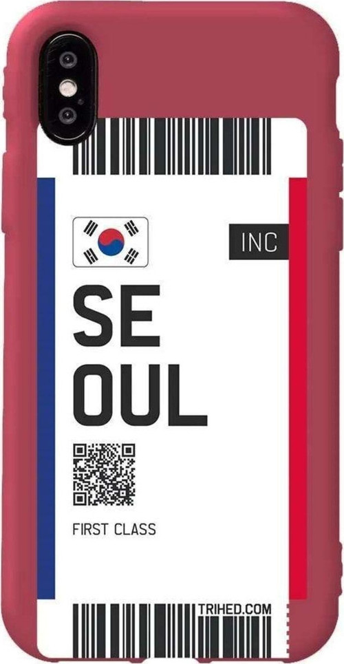 İphone XS Bordo Renkli Silikon Telefon Kılıfı - Seoul Bileti