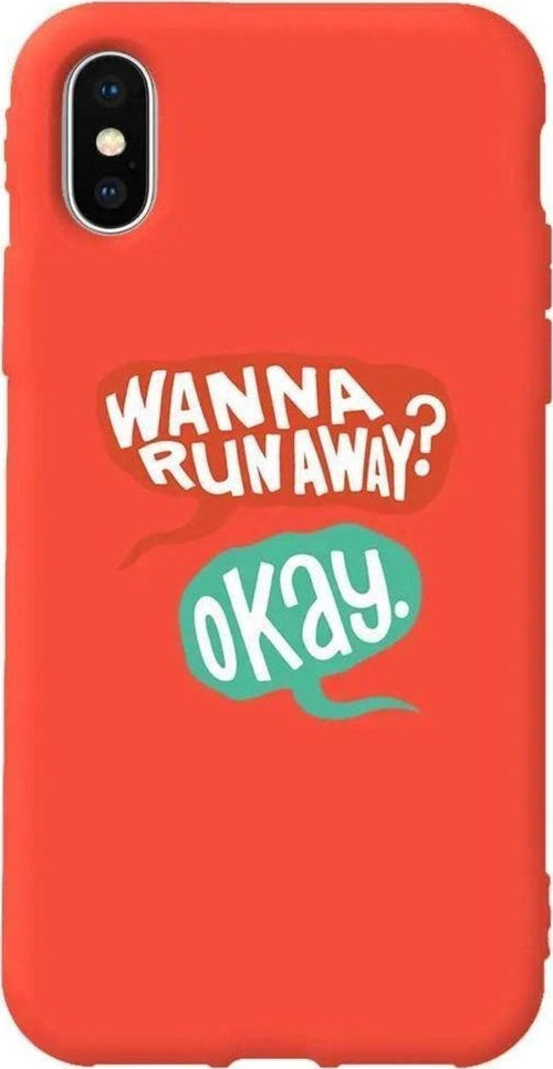 İphone XS Max Turuncu Renkli Silikon Telefon Kılıfı - Wanna Run Away?